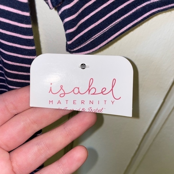 ISABEL MATERNITY Blue and Pink Striped Maternity Dress - Picture 4 of 8